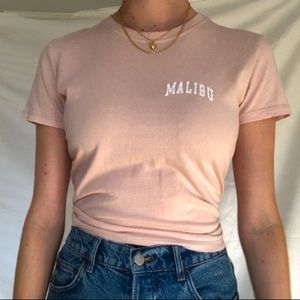Blush Pink Cropped Baby Tee Malibu Brandy Melville